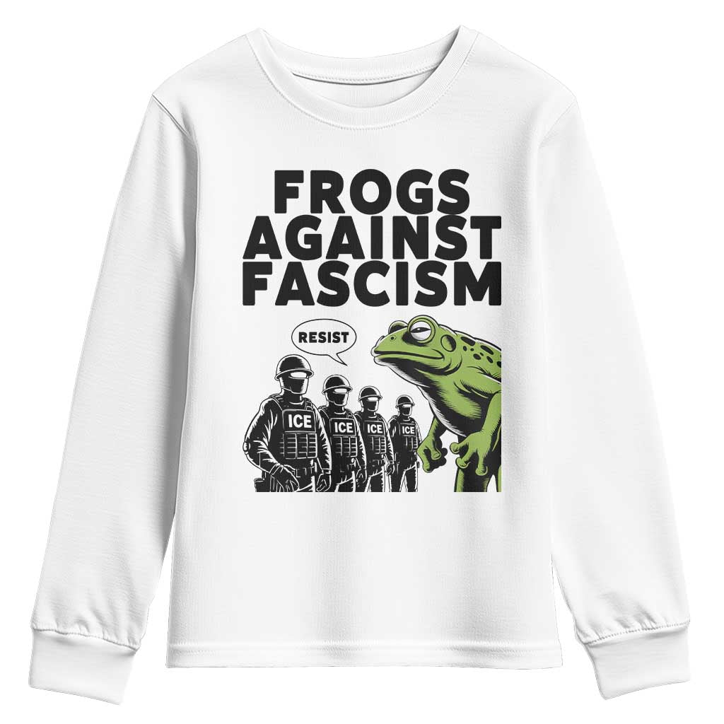 Frogs Against Fascism Youth Sweatshirt Resist 2025 Free Portland Protest TS02 White Print Your Wear
