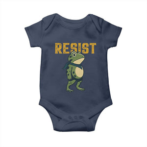 Resist Frog Protest Baby Onesie Free Portland Political Satire TS02 Navy Print Your Wear