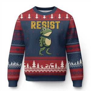 Resist Frog Protest Ugly Christmas Sweater Free Portland Political Satire - Print Your Wear