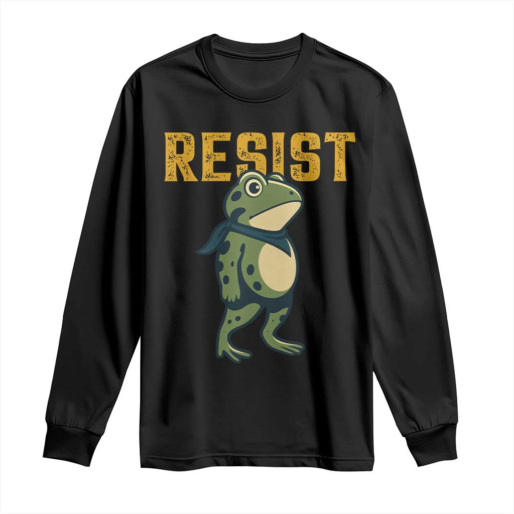 Resist Frog Protest Long Sleeve Shirt Free Portland Political Satire TS02 Black Print Your Wear