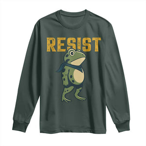 Resist Frog Protest Long Sleeve Shirt Free Portland Political Satire TS02 Dark Forest Green Print Your Wear