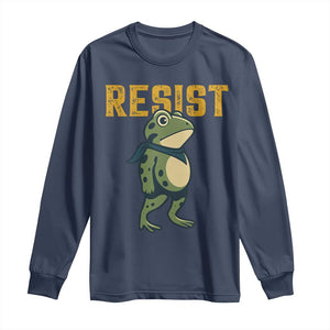 Resist Frog Protest Long Sleeve Shirt Free Portland Political Satire TS02 Navy Print Your Wear