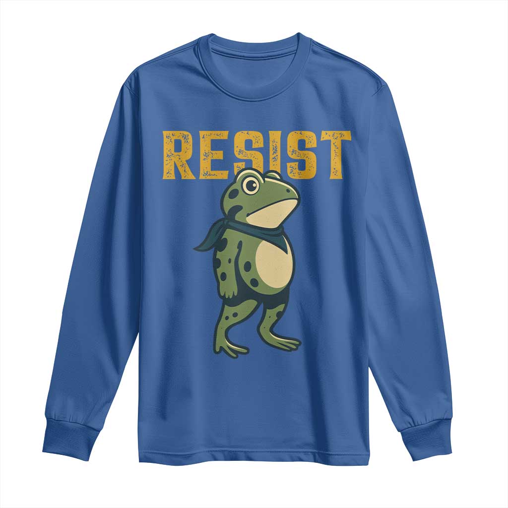 Resist Frog Protest Long Sleeve Shirt Free Portland Political Satire TS02 Royal Blue Print Your Wear