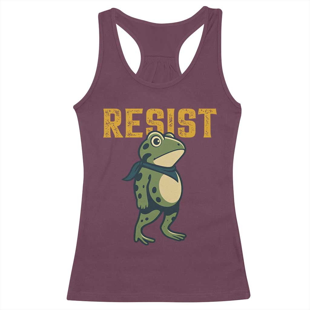 Resist Frog Protest Racerback Tank Top Free Portland Political Satire TS02 Maroon Print Your Wear