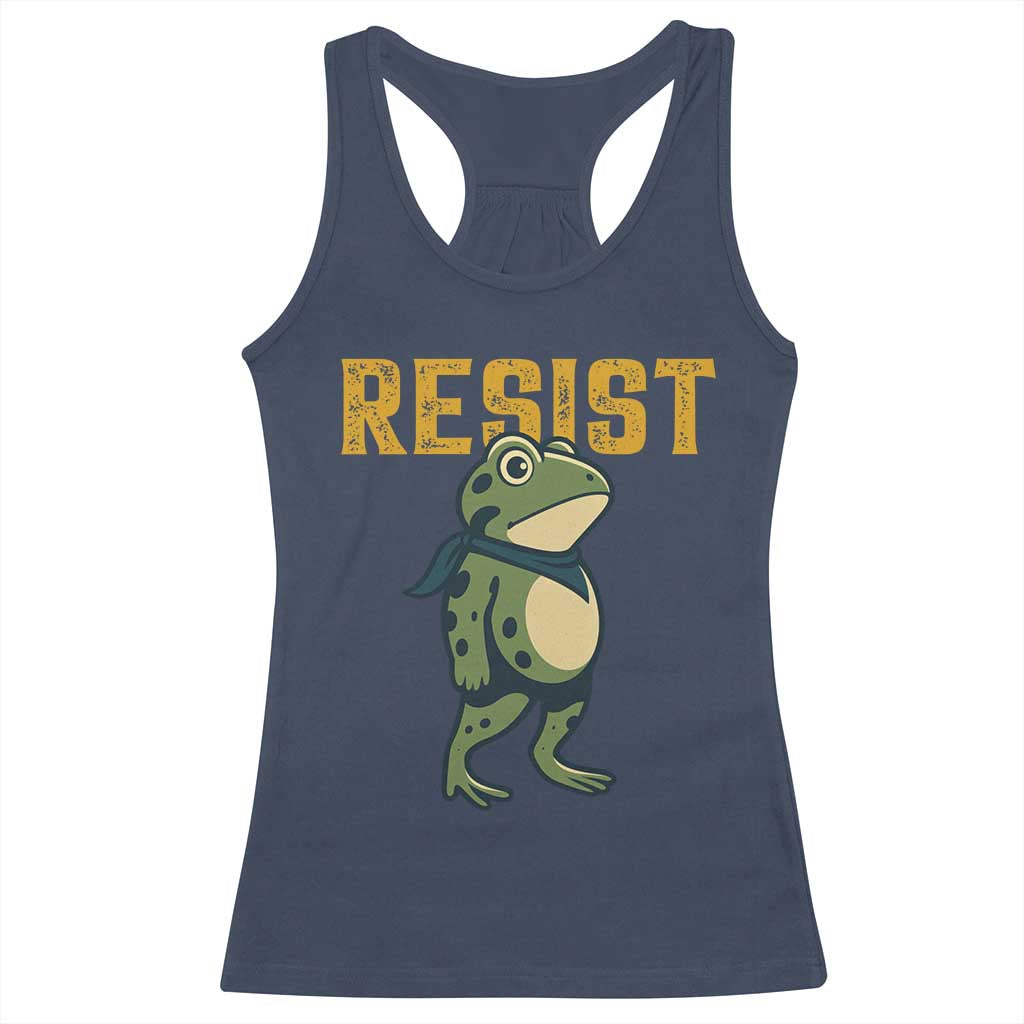 Resist Frog Protest Racerback Tank Top Free Portland Political Satire TS02 Navy Print Your Wear