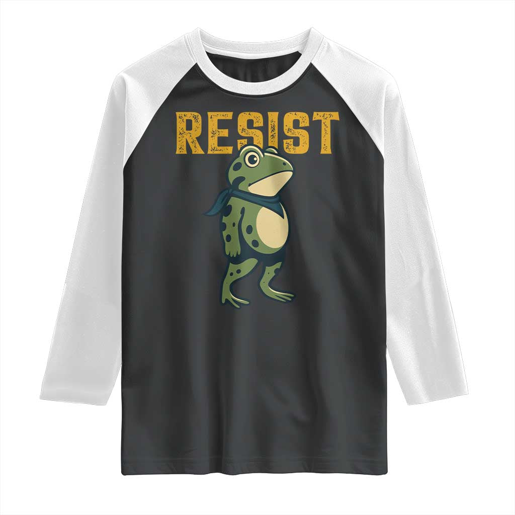 Resist Frog Protest Raglan Shirt Free Portland Political Satire TS02 Black White Print Your Wear