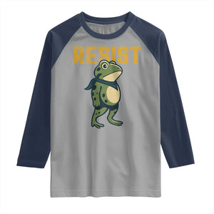 Resist Frog Protest Raglan Shirt Free Portland Political Satire TS02 Sport Gray Navy Print Your Wear