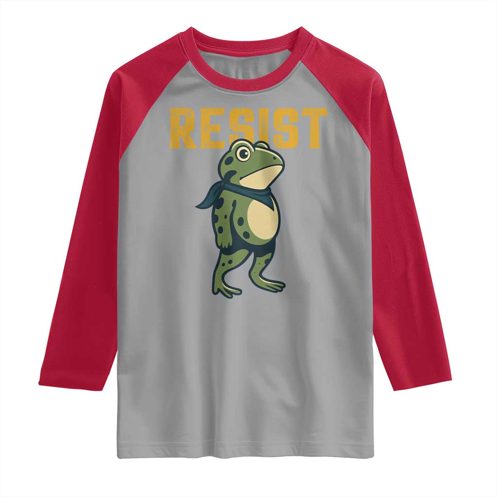 Resist Frog Protest Raglan Shirt Free Portland Political Satire TS02 Sport Gray Red Print Your Wear