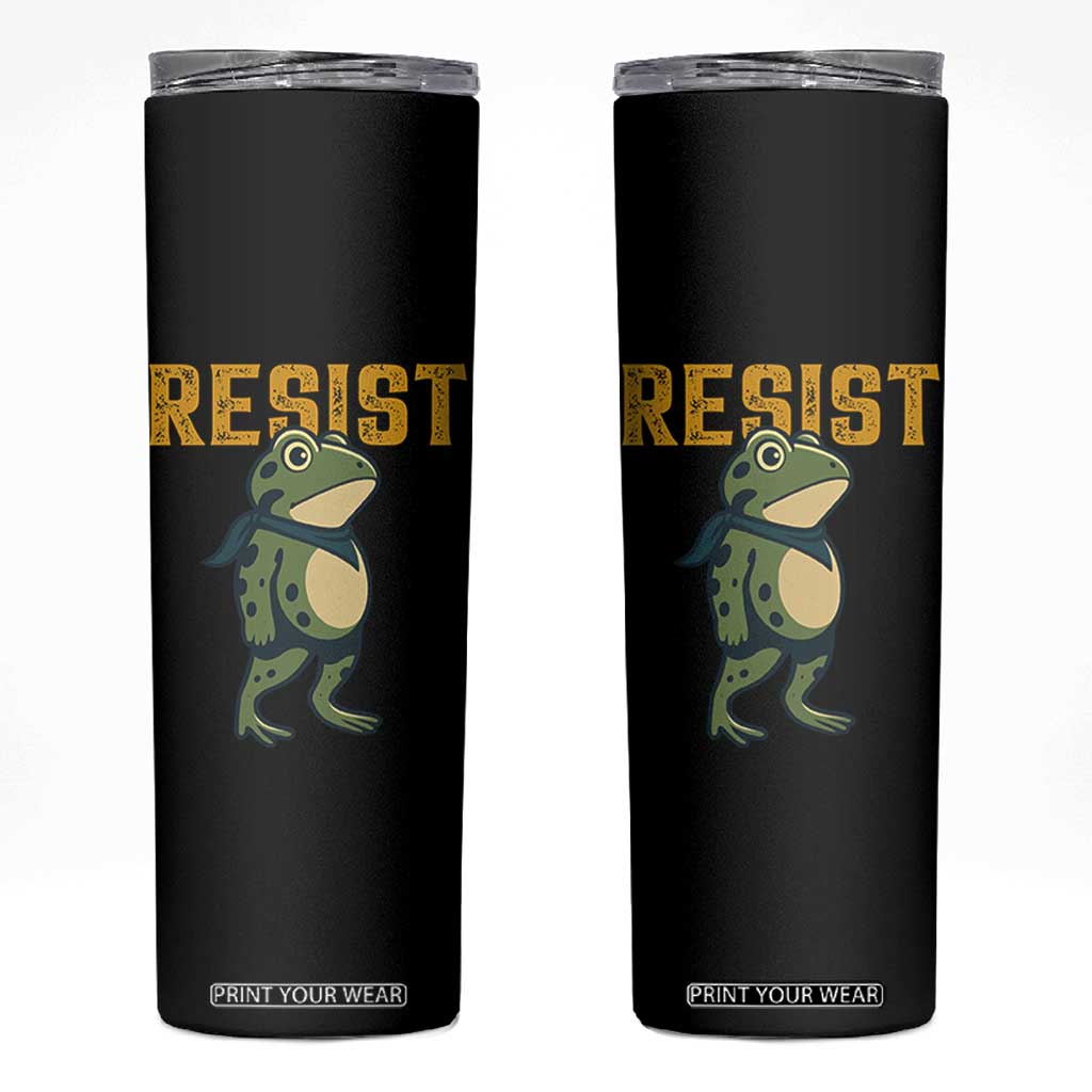 Resist Frog Protest Skinny Tumbler Free Portland Political Satire TS02 Black Print Your Wear
