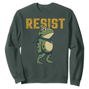 Resist Frog Protest Sweatshirt Free Portland Political Satire TS02 Dark Forest Green Print Your Wear