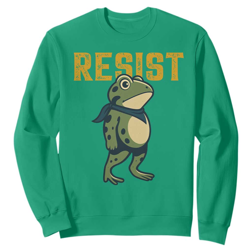 Resist Frog Protest Sweatshirt Free Portland Political Satire TS02 Irish Green Print Your Wear
