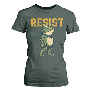 Resist Frog Protest T Shirt For Women Free Portland Political Satire TS02 Dark Forest Green Print Your Wear