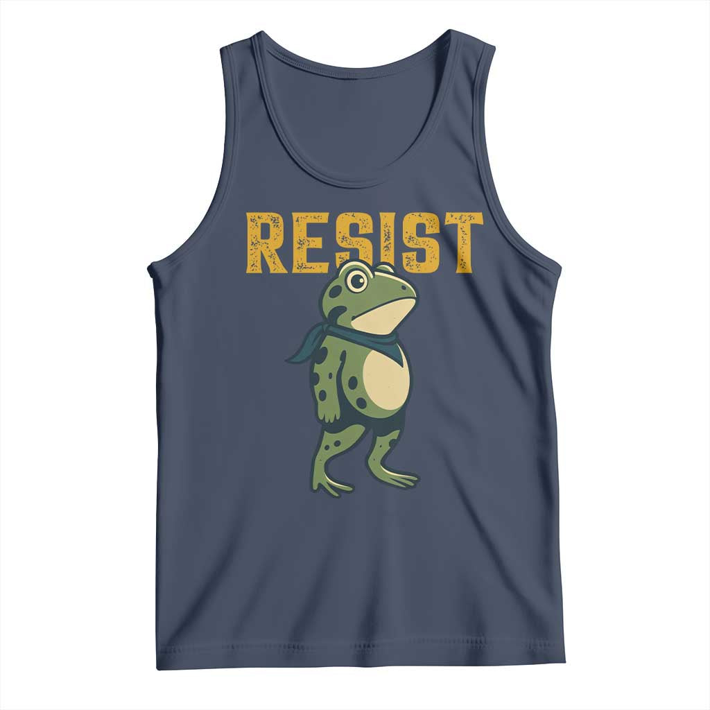 Resist Frog Protest Tank Top Free Portland Political Satire TS02 Navy Print Your Wear