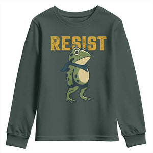 Resist Frog Protest Youth Sweatshirt Free Portland Political Satire TS02 Dark Forest Green Print Your Wear
