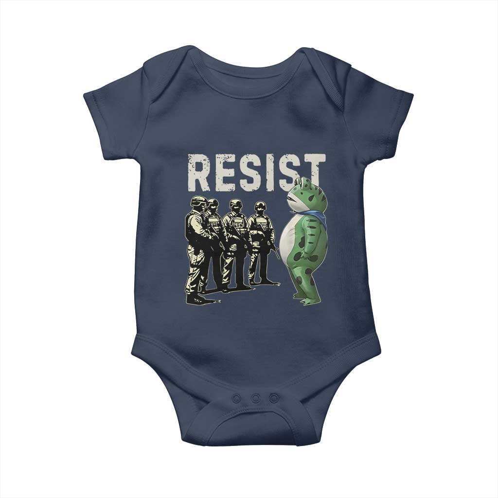 Resist Frog Baby Onesie Inflatable Animal Protest Free Portland TS02 Navy Print Your Wear