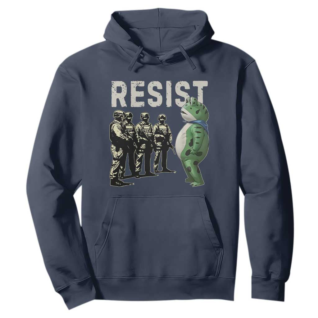 Resist Frog Hoodie Inflatable Animal Protest Free Portland TS02 Navy Print Your Wear
