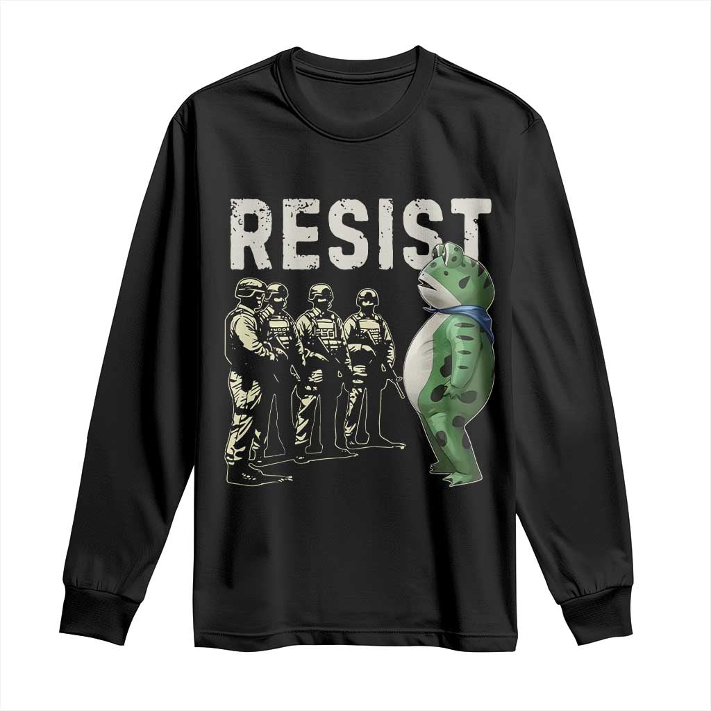 Resist Frog Long Sleeve Shirt Inflatable Animal Protest Free Portland TS02 Black Print Your Wear