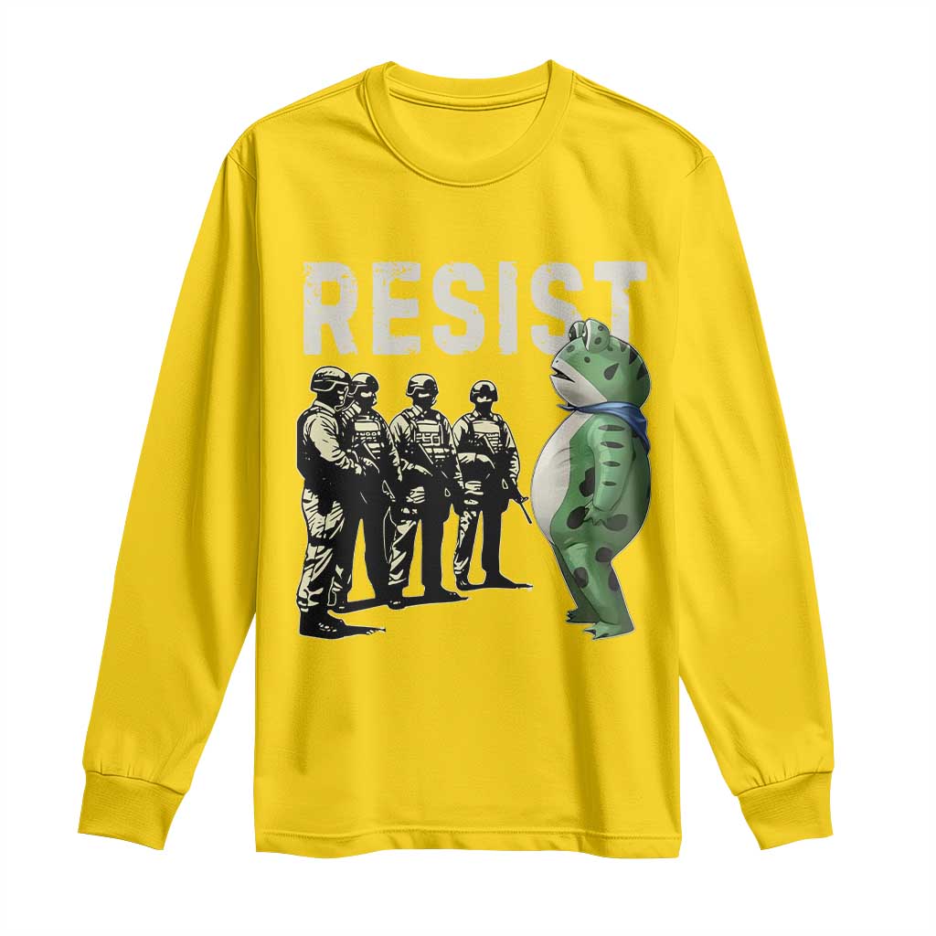 Resist Frog Long Sleeve Shirt Inflatable Animal Protest Free Portland TS02 Daisy Print Your Wear