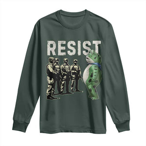 Resist Frog Long Sleeve Shirt Inflatable Animal Protest Free Portland TS02 Dark Forest Green Print Your Wear