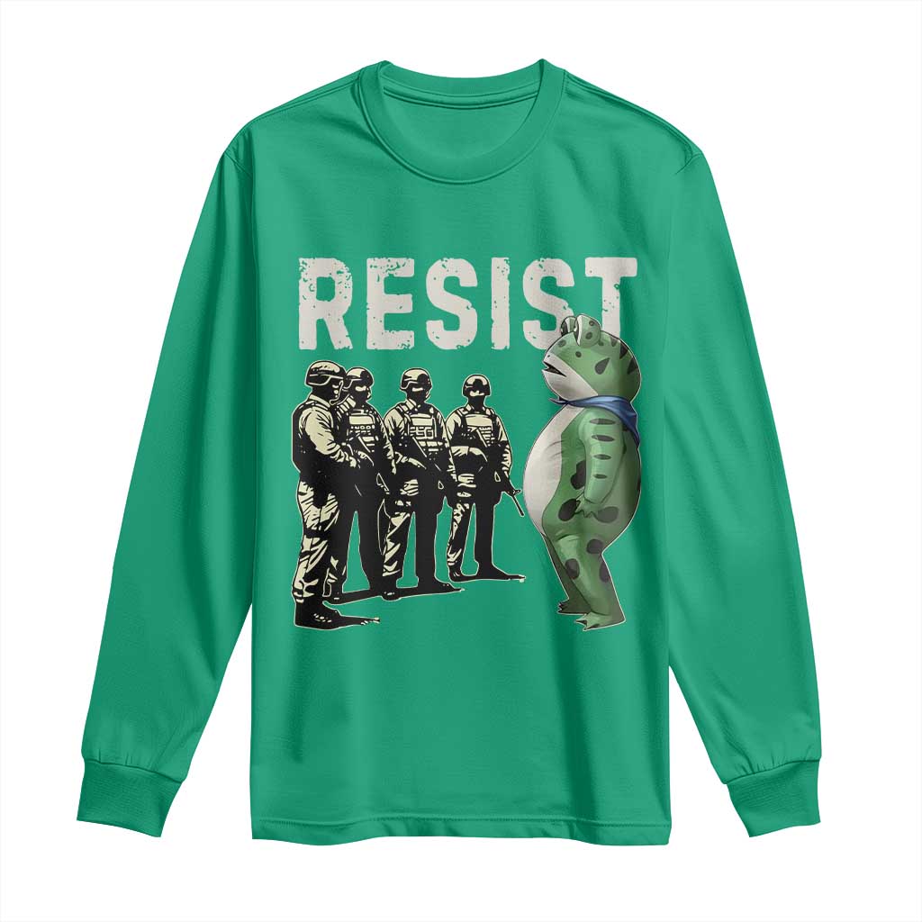 Resist Frog Long Sleeve Shirt Inflatable Animal Protest Free Portland TS02 Irish Green Print Your Wear