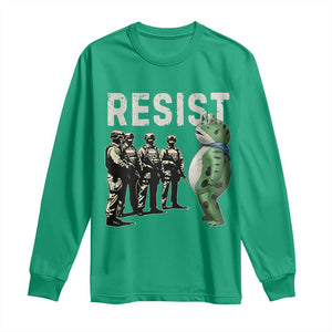 Resist Frog Long Sleeve Shirt Inflatable Animal Protest Free Portland TS02 Irish Green Print Your Wear