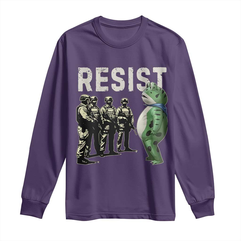 Resist Frog Long Sleeve Shirt Inflatable Animal Protest Free Portland TS02 Purple Print Your Wear