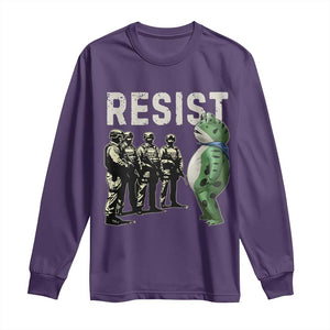 Resist Frog Long Sleeve Shirt Inflatable Animal Protest Free Portland TS02 Purple Print Your Wear