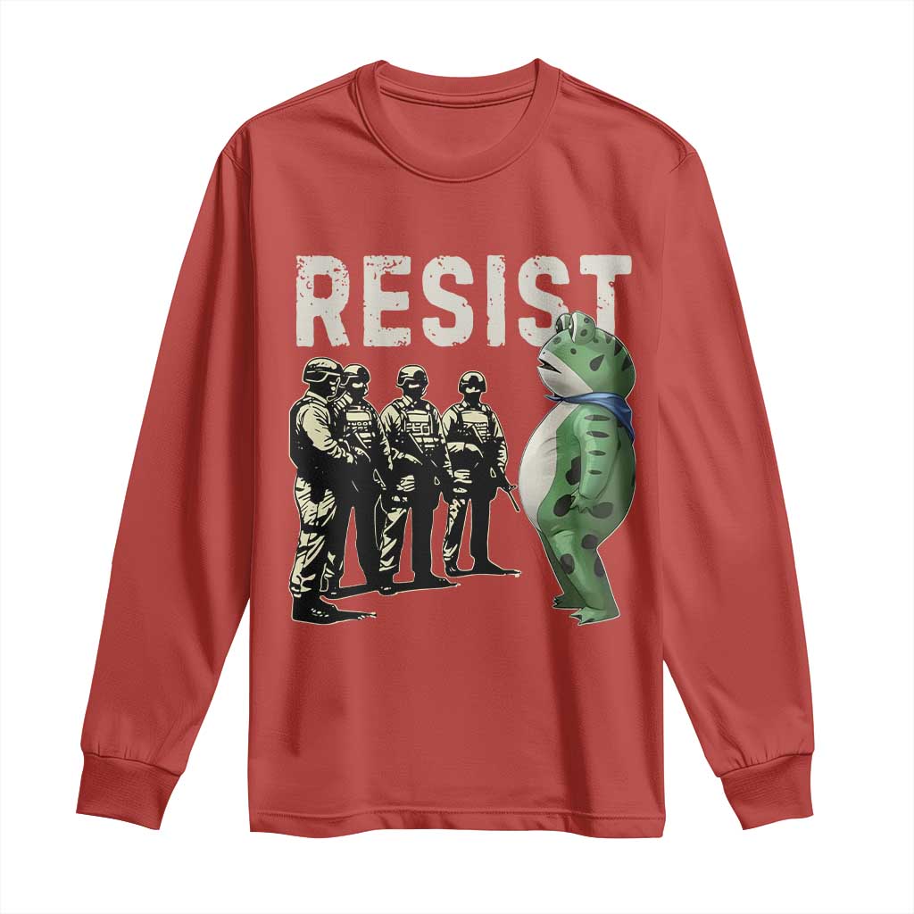 Resist Frog Long Sleeve Shirt Inflatable Animal Protest Free Portland TS02 Red Print Your Wear