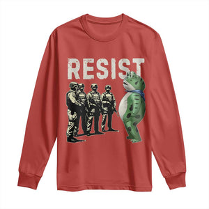 Resist Frog Long Sleeve Shirt Inflatable Animal Protest Free Portland TS02 Red Print Your Wear