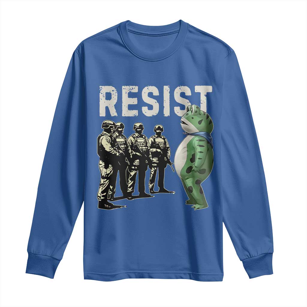 Resist Frog Long Sleeve Shirt Inflatable Animal Protest Free Portland TS02 Royal Blue Print Your Wear