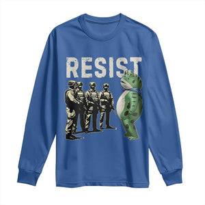 Resist Frog Long Sleeve Shirt Inflatable Animal Protest Free Portland TS02 Royal Blue Print Your Wear
