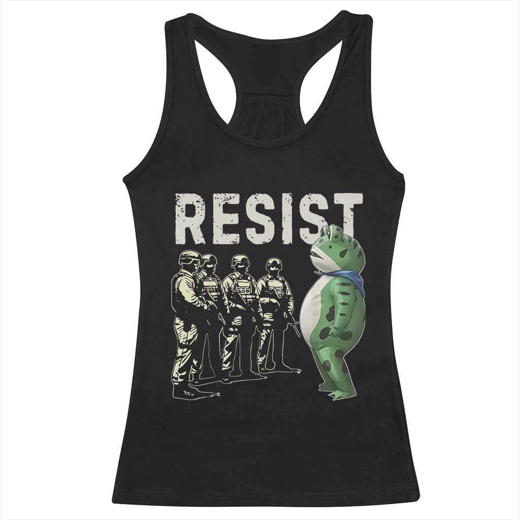 Resist Frog Racerback Tank Top Inflatable Animal Protest Free Portland TS02 Black Print Your Wear