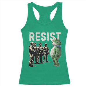 Resist Frog Racerback Tank Top Inflatable Animal Protest Free Portland TS02 Irish Green Print Your Wear