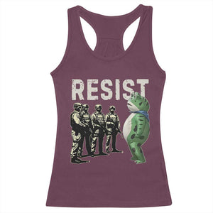 Resist Frog Racerback Tank Top Inflatable Animal Protest Free Portland TS02 Maroon Print Your Wear
