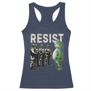 Resist Frog Racerback Tank Top Inflatable Animal Protest Free Portland TS02 Navy Print Your Wear