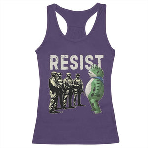 Resist Frog Racerback Tank Top Inflatable Animal Protest Free Portland TS02 Purple Print Your Wear