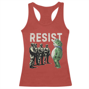 Resist Frog Racerback Tank Top Inflatable Animal Protest Free Portland TS02 Red Print Your Wear