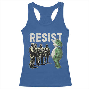 Resist Frog Racerback Tank Top Inflatable Animal Protest Free Portland TS02 Royal Blue Print Your Wear