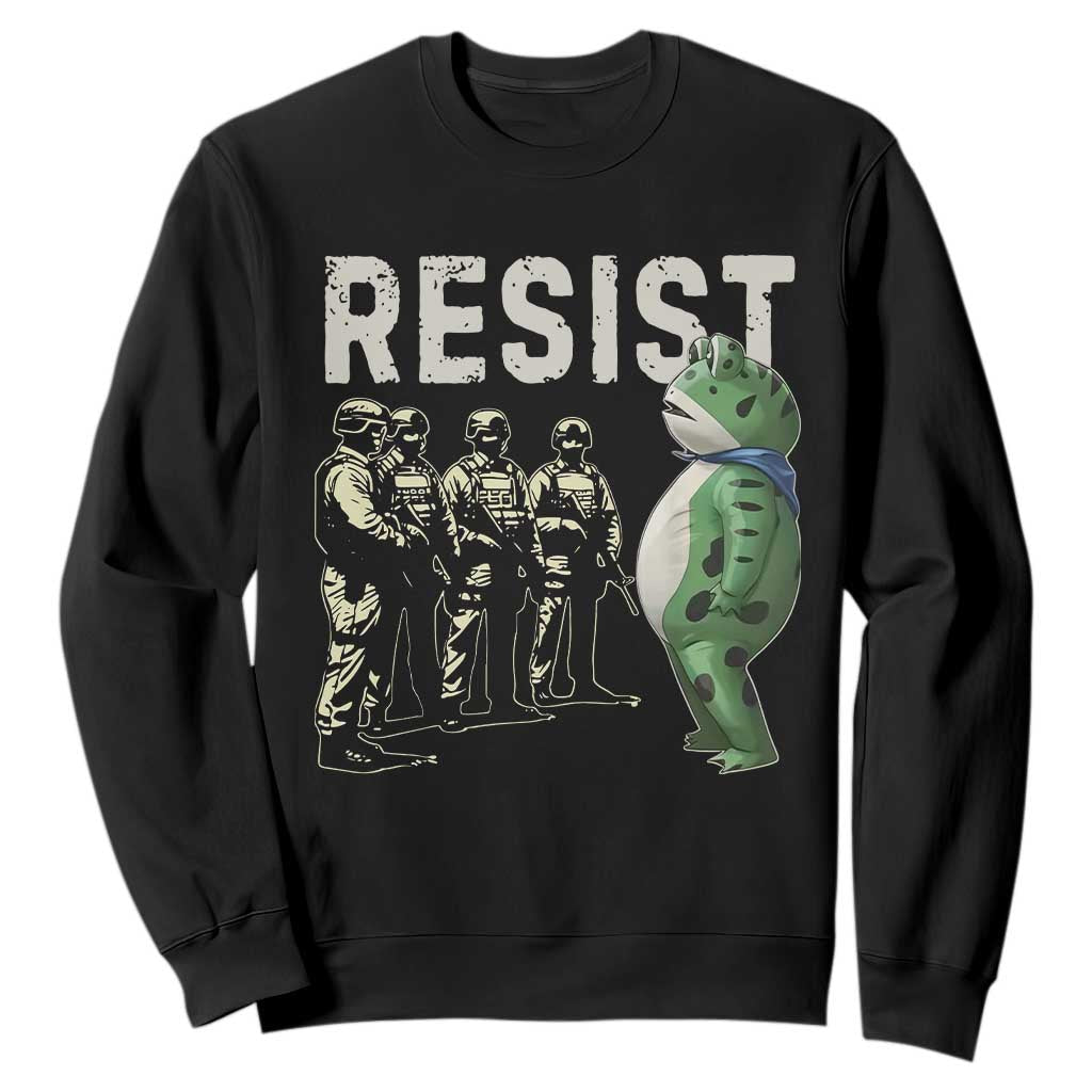 Resist Frog Sweatshirt Inflatable Animal Protest Free Portland TS02 Black Print Your Wear