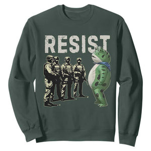 Resist Frog Sweatshirt Inflatable Animal Protest Free Portland TS02 Dark Forest Green Print Your Wear