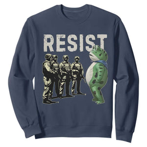 Resist Frog Sweatshirt Inflatable Animal Protest Free Portland TS02 Navy Print Your Wear