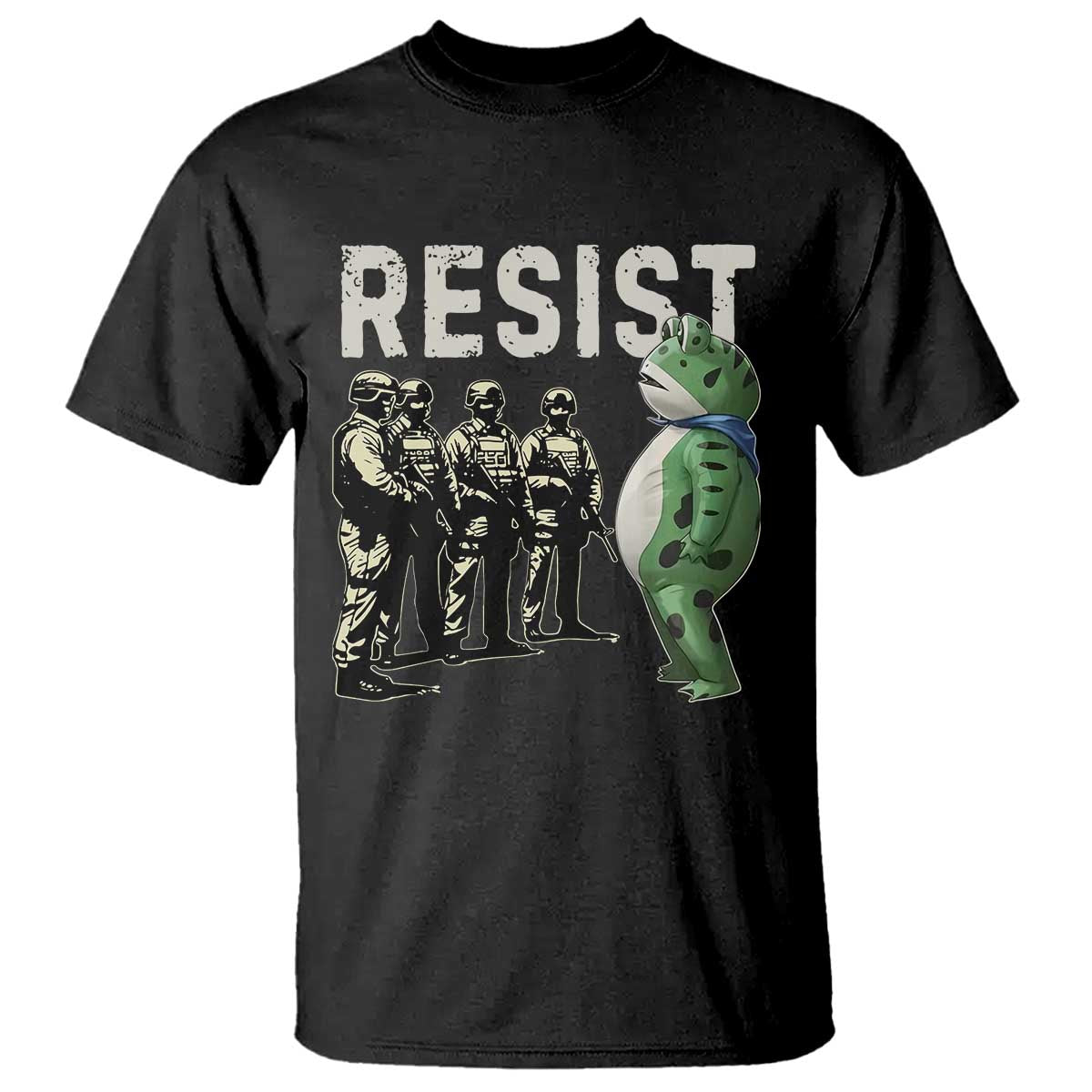 Resist Frog T Shirt Inflatable Animal Protest Free Portland TS02 Black Print Your Wear