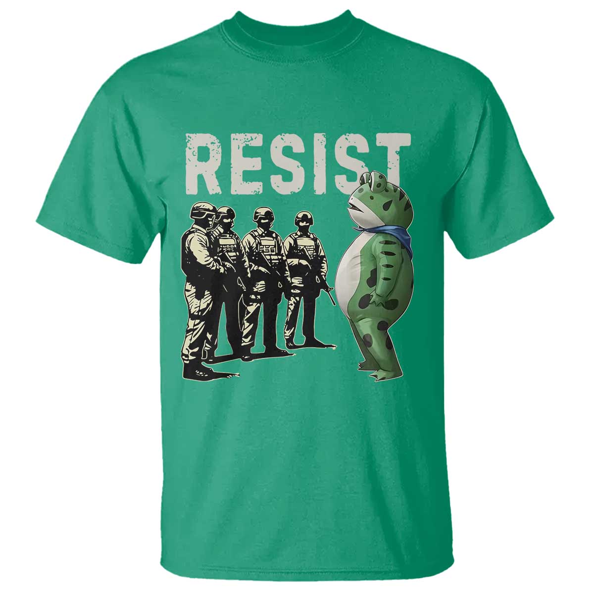 Resist Frog T Shirt Inflatable Animal Protest Free Portland TS02 Irish Green Print Your Wear
