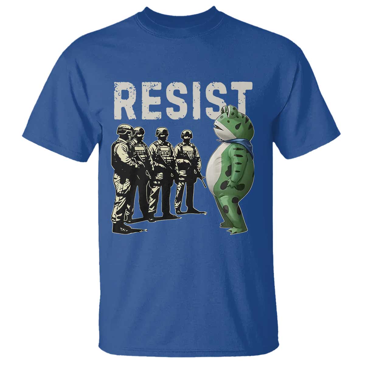 Resist Frog T Shirt Inflatable Animal Protest Free Portland TS02 Royal Blue Print Your Wear