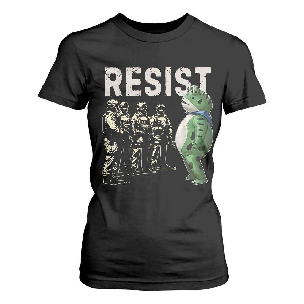 Resist Frog T Shirt For Women Inflatable Animal Protest Free Portland TS02 Black Print Your Wear