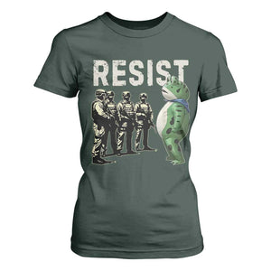 Resist Frog T Shirt For Women Inflatable Animal Protest Free Portland TS02 Dark Forest Green Print Your Wear