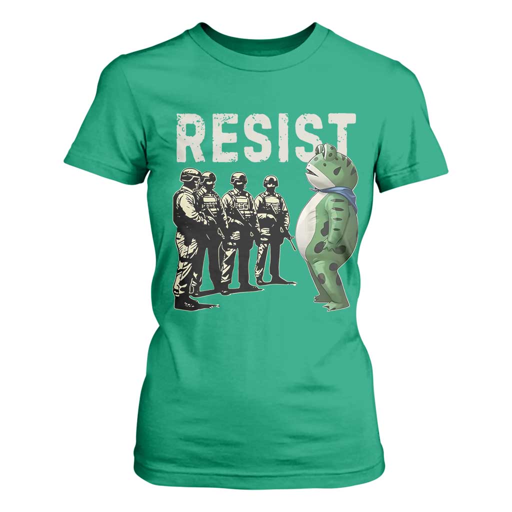 Resist Frog T Shirt For Women Inflatable Animal Protest Free Portland TS02 Irish Green Print Your Wear