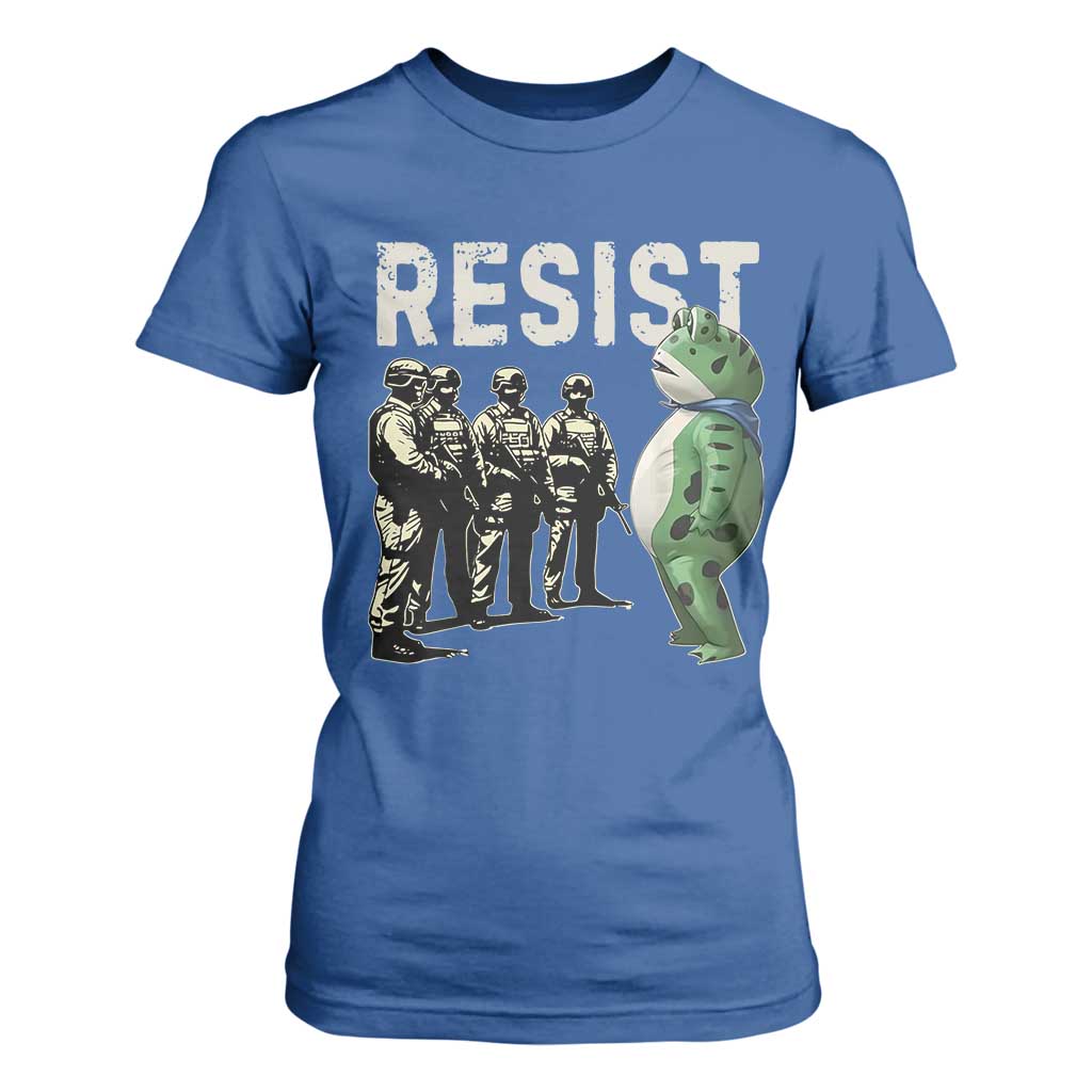 Resist Frog T Shirt For Women Inflatable Animal Protest Free Portland TS02 Royal Blue Print Your Wear