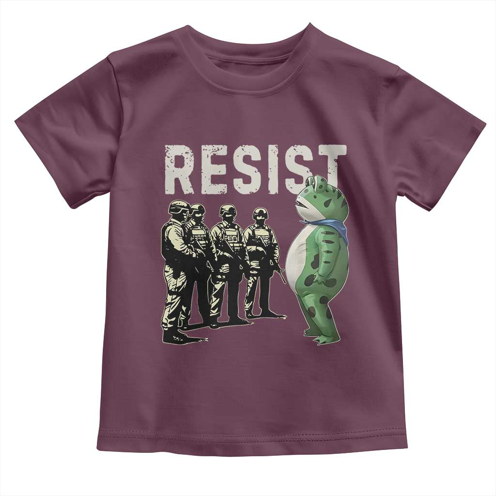 Resist Frog Toddler T Shirt Inflatable Animal Protest Free Portland TS02 Maroon Print Your Wear