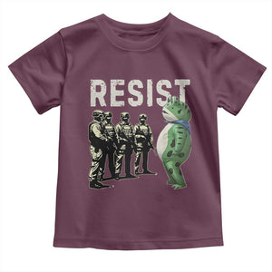 Resist Frog Toddler T Shirt Inflatable Animal Protest Free Portland TS02 Maroon Print Your Wear